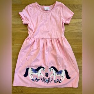 Hanna Andersson Pink Dress with Appliqué Horse Detail
